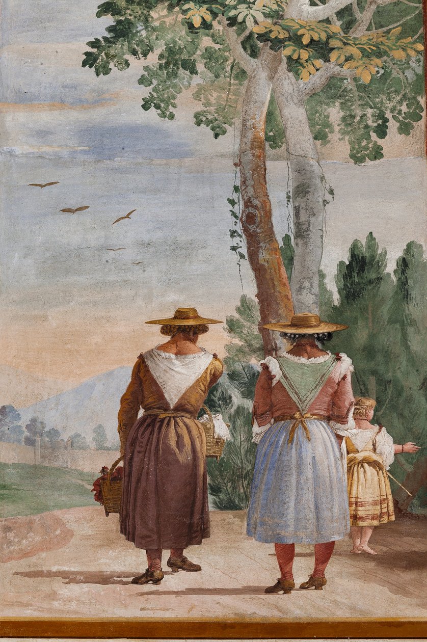 Gästboende, Rum för de lantliga scenerna: "Landskap med bönder", detalj av Giovanni Battista Tiepolo