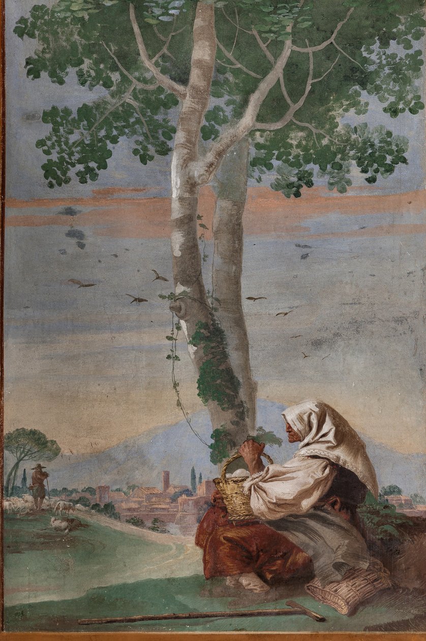 Gammal bondkvinna med en korg med ägg, från "Foresteria" (gästhus) av Giovanni Battista Tiepolo