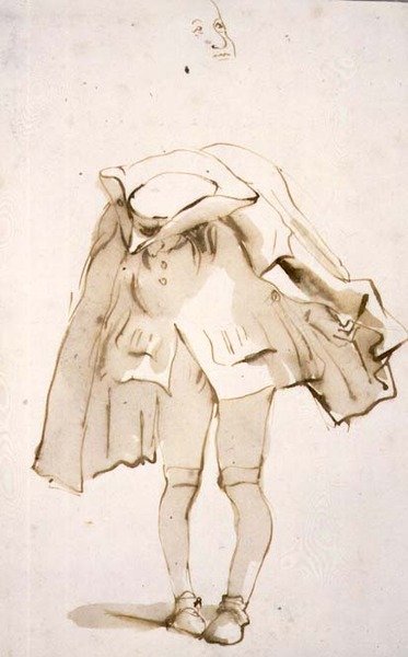 PD.129-1961 Karikatyr av en man med böjt huvud, möjligen puckelrygg (penna och bläck och tvätt) av Giovanni Battista Tiepolo