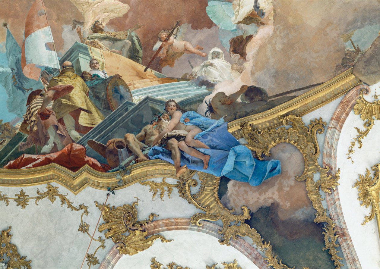 Målning på takpanelen i Kaisersaal, kejsarsalen, Würzburg, biskopsresidens ... av Giovanni Battista (1696 1770) Tiepolo