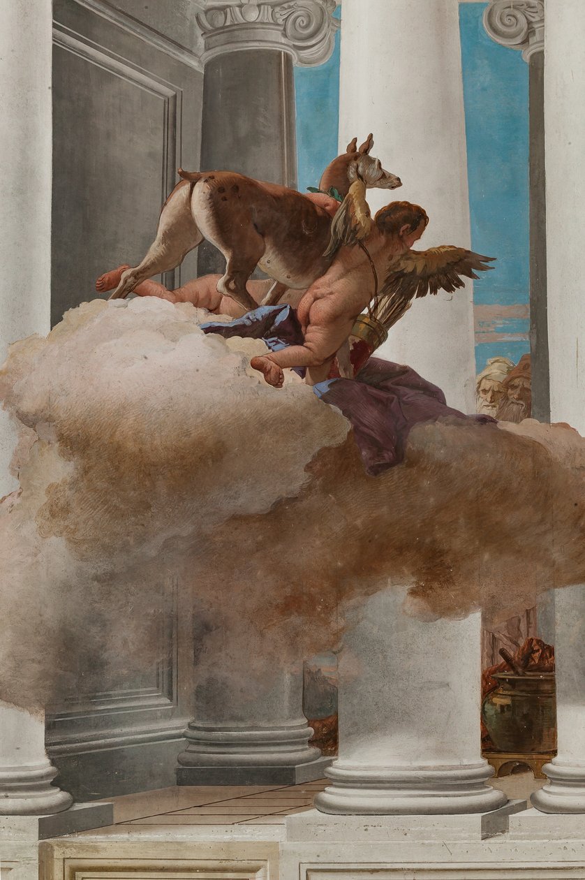 Palazzina (liten byggnad), entréhallen: "The Sacrifice of Iphigenia", detalj av doven som skickades av Artemis för att ersätta Iphigenia av Giovanni Battista Tiepolo