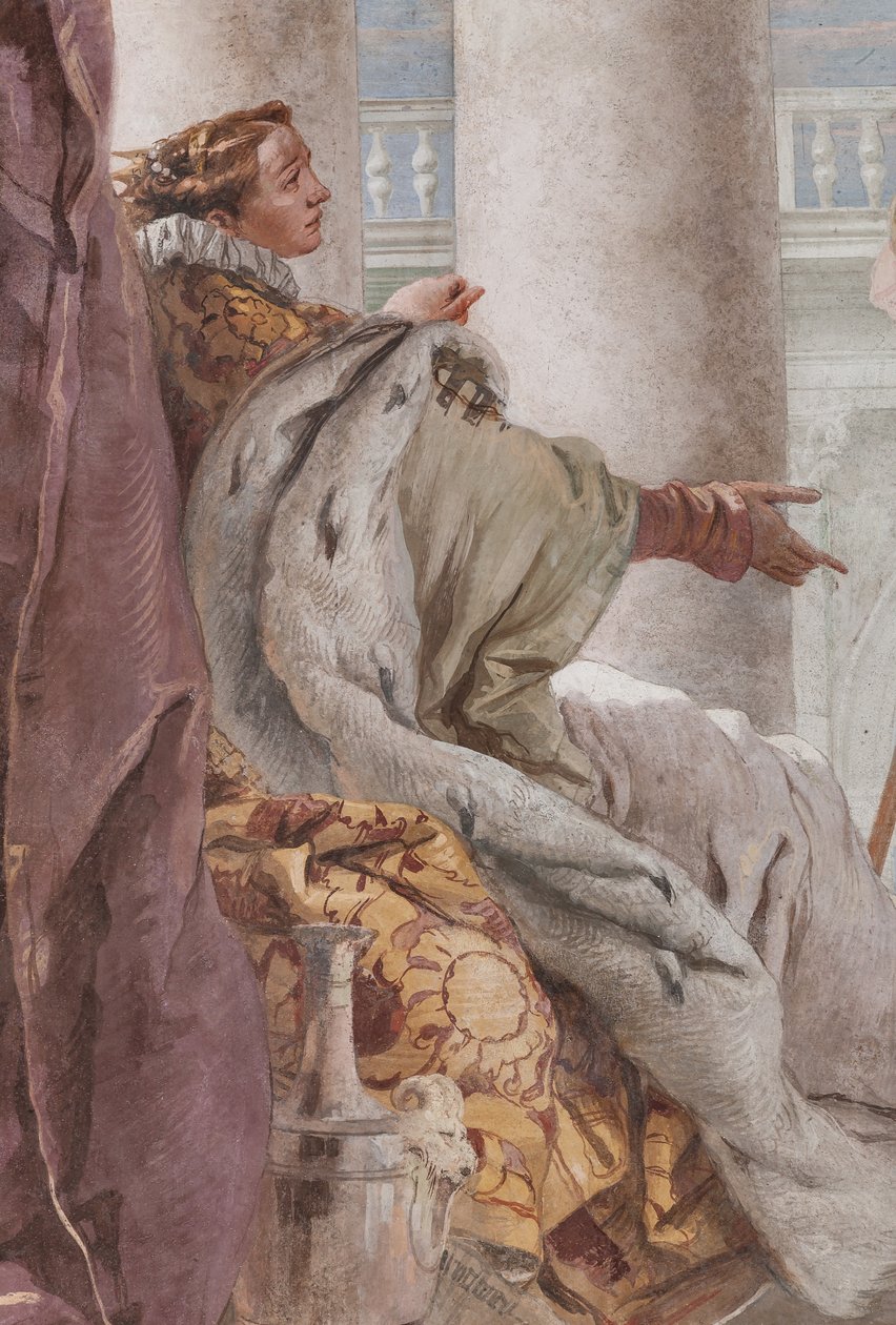 Palazzina (liten byggnad), det tredje rummet eller rummet i Aeneiden: "Aeneas introducerar Eros till Didone i likhet med Ascanius", detalj av Giovanni Battista Tiepolo