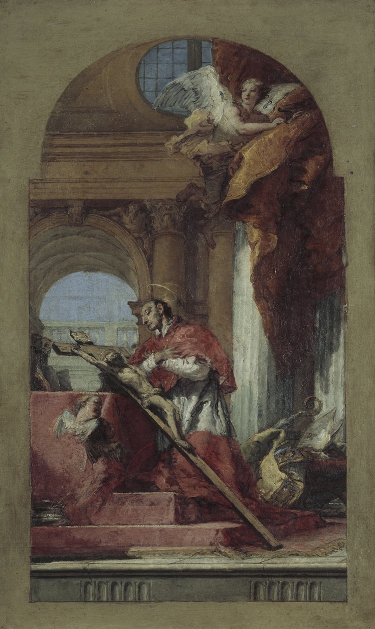 Saint Charles Borromeo mediterar på krucifixet av Giovanni Battista Tiepolo