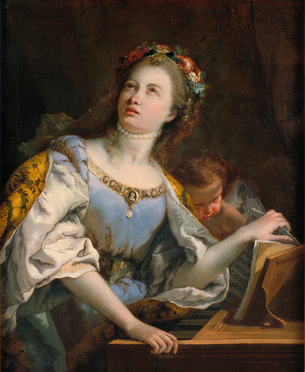 Sainte Cecile - Saint Cecilia - Målning av Tiepolo, Giambattista (1696-1770) - ca. 1755 - Olja på duk - 97,7x79,3 - National Museum of Art of Catalonia, Barcelona av Giovanni Battista Tiepolo