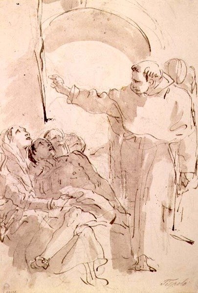 The Miracle of St. Anthony of Padua, c.1760 (penna och bläck, tvätta över svart krita) av Giovanni Battista Tiepolo