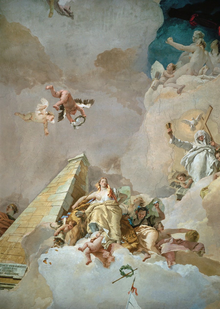 Spaniens ära, takfresk i tronsalen i det kungliga palatset, Madrid av Giovanni Battista (1696-1770) Tiepolo