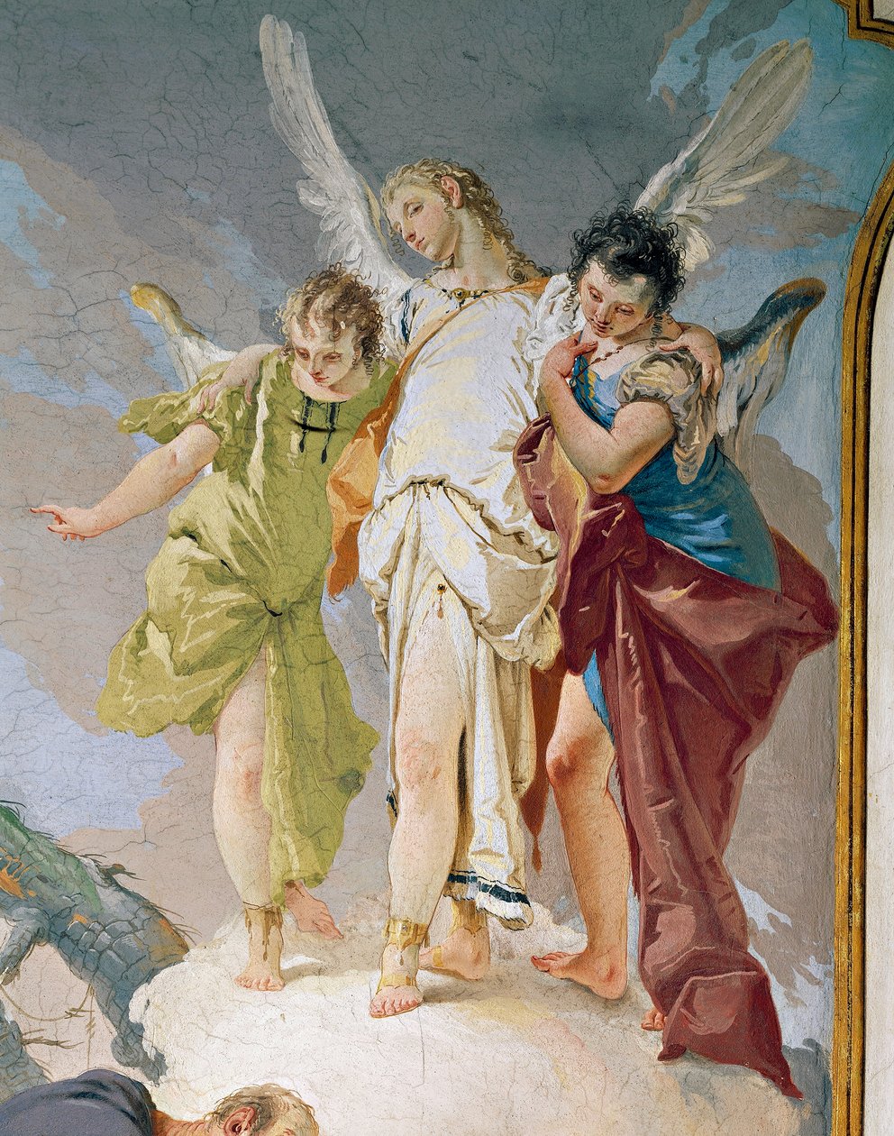 Abraham och änglar, av Giovanni Battista Tiepolo (1696-1770), fresk, Detalj, Patriarkaliska palatset, Guest Hall, Udine av Giovanni Battista Tiepolo