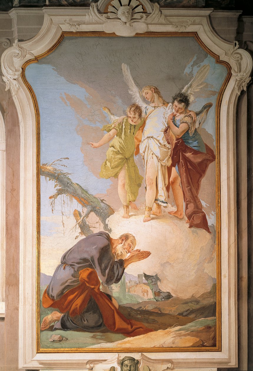 Abraham och änglarna, av Giovanni Battista Tiepolo (1696-1770), fresk, Patriarkalpalatset, Guest Hall, Udine av Giovanni Battista Tiepolo