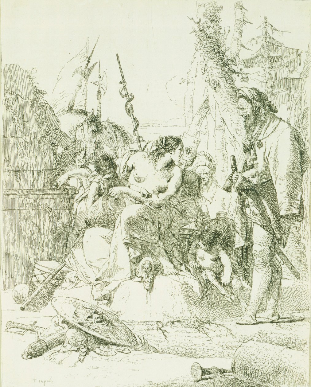 Capriccio av Giambattista Tiepolo (1696-1770), gravyr av Giovanni Battista Tiepolo