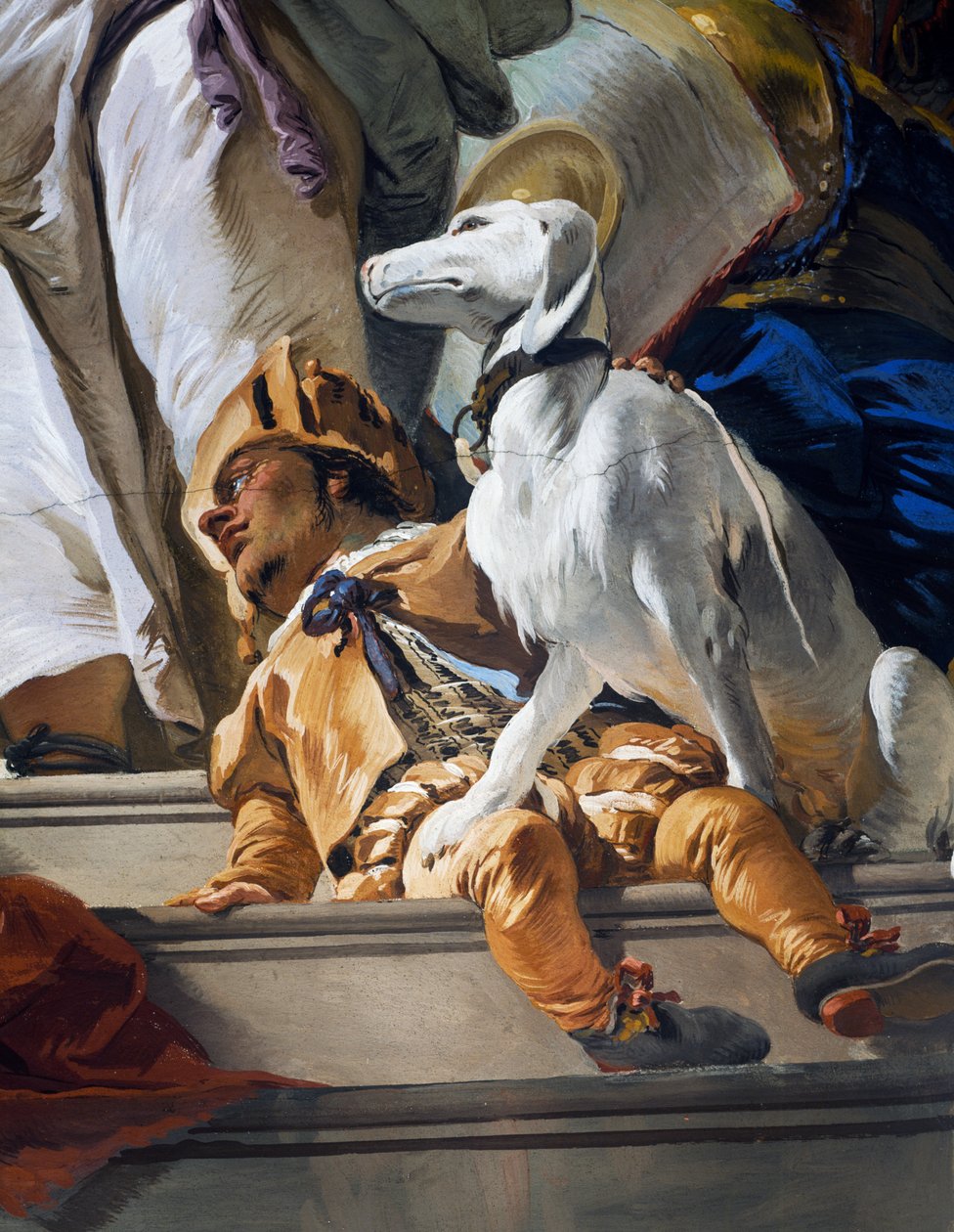Dvärg och hund, detalj från Salomos dom av Giovanni Battista Tiepolo