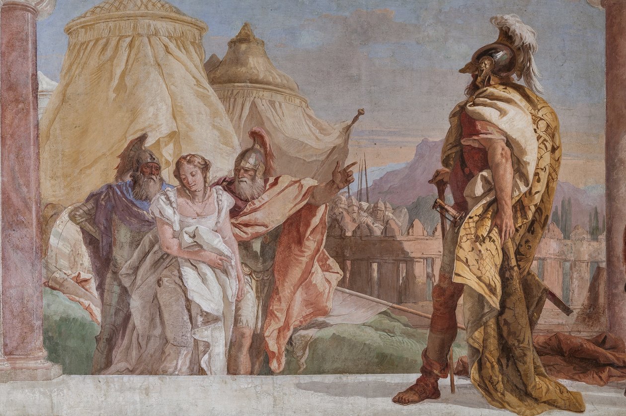 Eurybates och Talthybius leder Briseis till Agamemnon (detalj) av Giovanni Battista Tiepolo