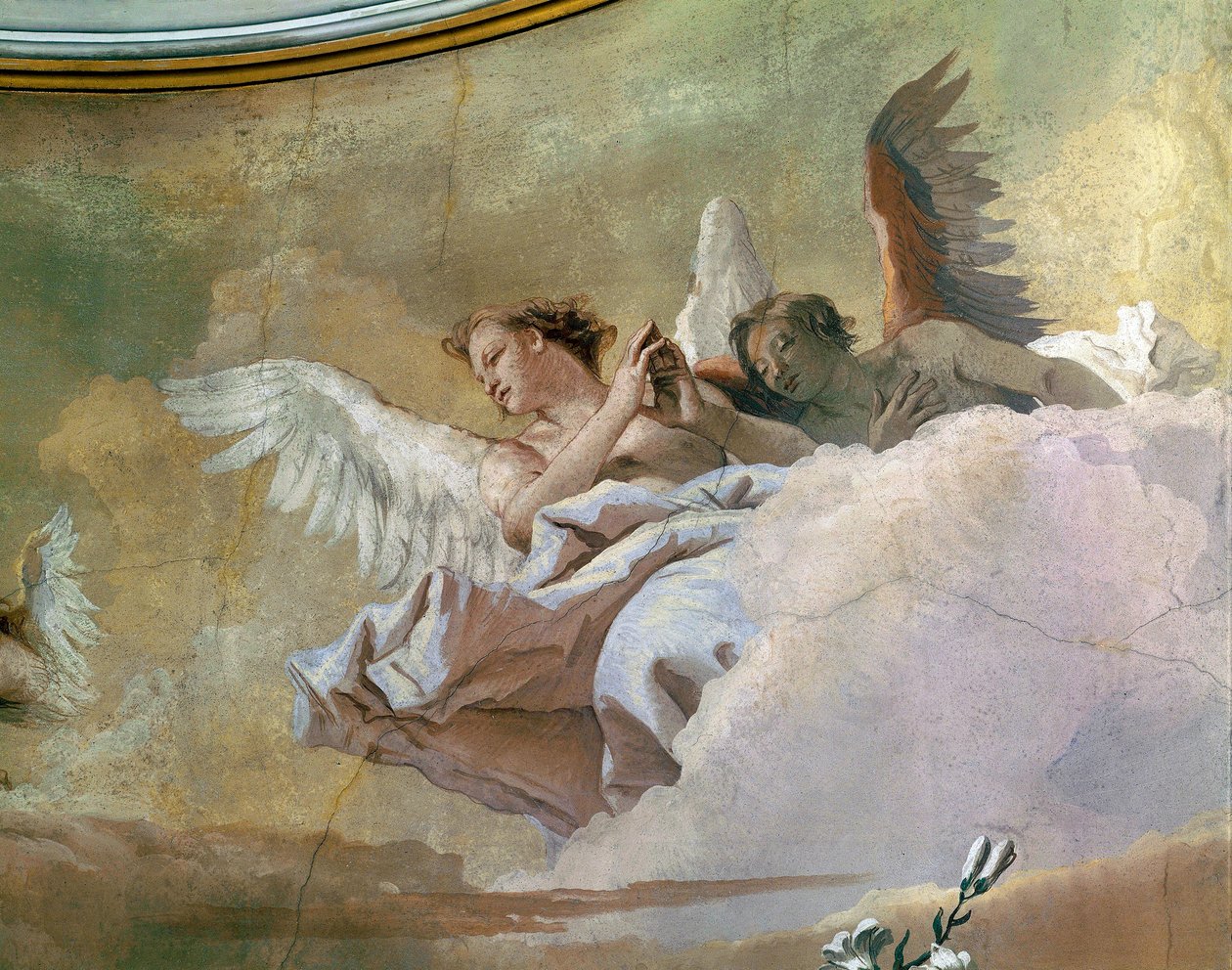 Änglarnas ära, av Giovanni Battista Tiepolo (1696-1770), fresk, detalj, renhetens oratorium, Udine av Giovanni Battista Tiepolo