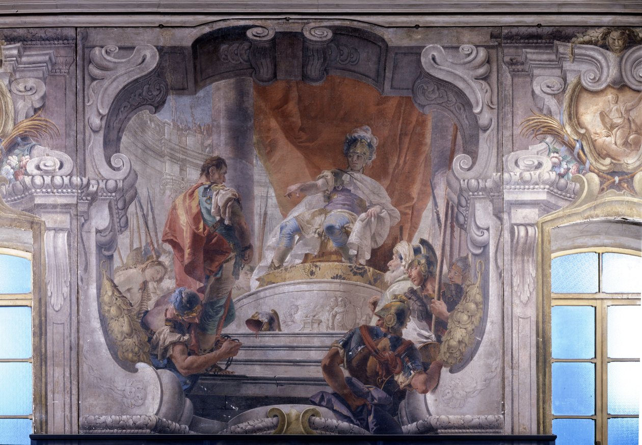 Hannibal (247 f.Kr. till 183 f.Kr.) beordrade frigivningen av en fånge. Fresk av Giambattista Tiepolo (1696 - 1770). Palazzo Dugnani i Milano. av Giovanni Battista Tiepolo