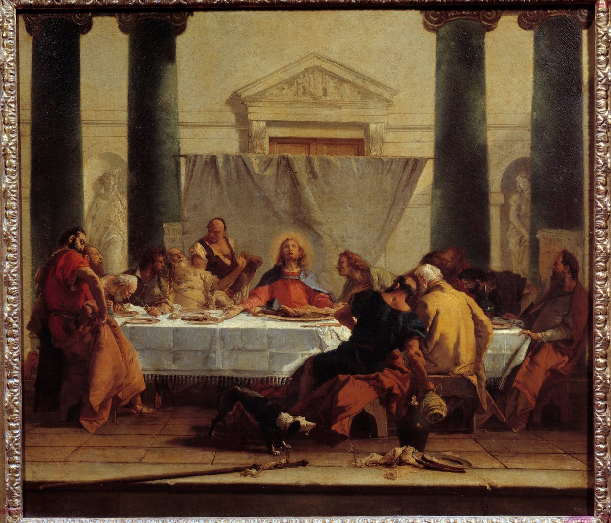 La cene målning av Giovanni Tiepolo (1696-1770) 1745-1750 sön 0,8x0,89 m av Giovanni Battista Tiepolo