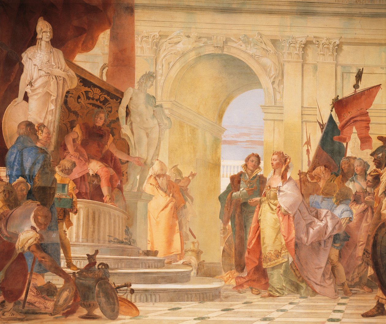 Magnanimity of Scipio, detalj från Glories of Scipio Africanus och Alexander den store av Giovanni Battista Tiepolo