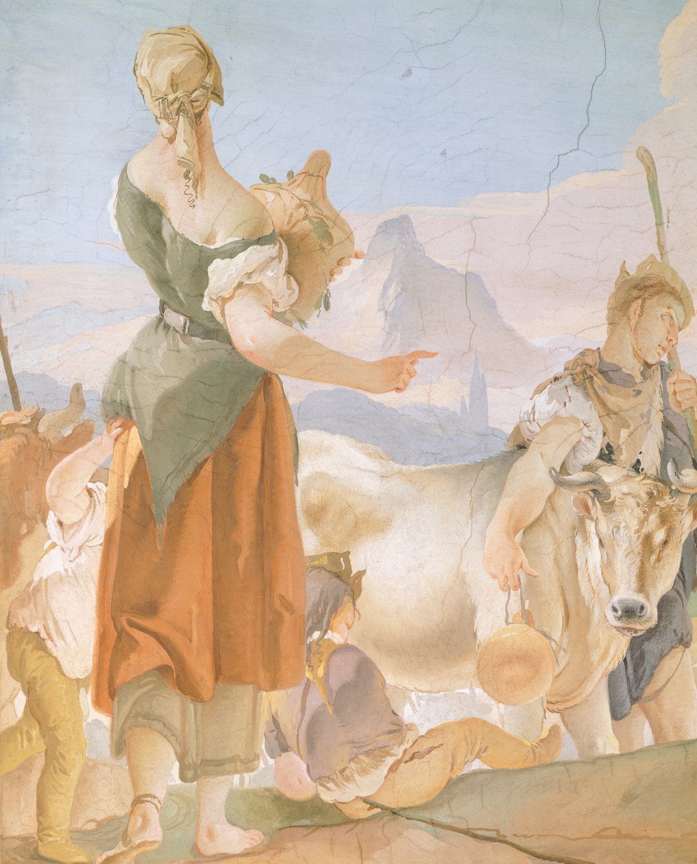 Rachel gömmer idoler, av Giambattista Tiepolo (1696-1770), fresk, detalj, ärkebiskopens palats i Udine av Giovanni Battista Tiepolo