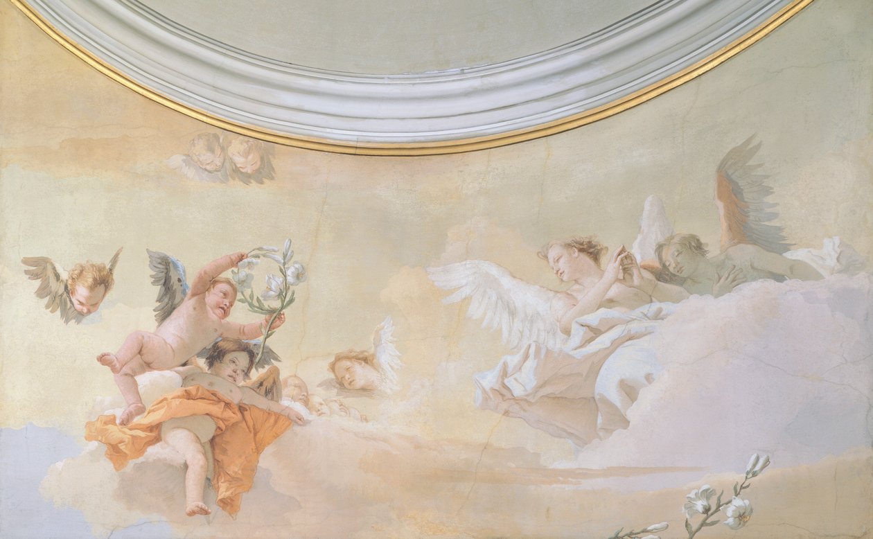 The Assumption, av Giambattista Tiepolo (1696-1770), fresk, detalj, Oratory of Purity, Udine av Giovanni Battista Tiepolo