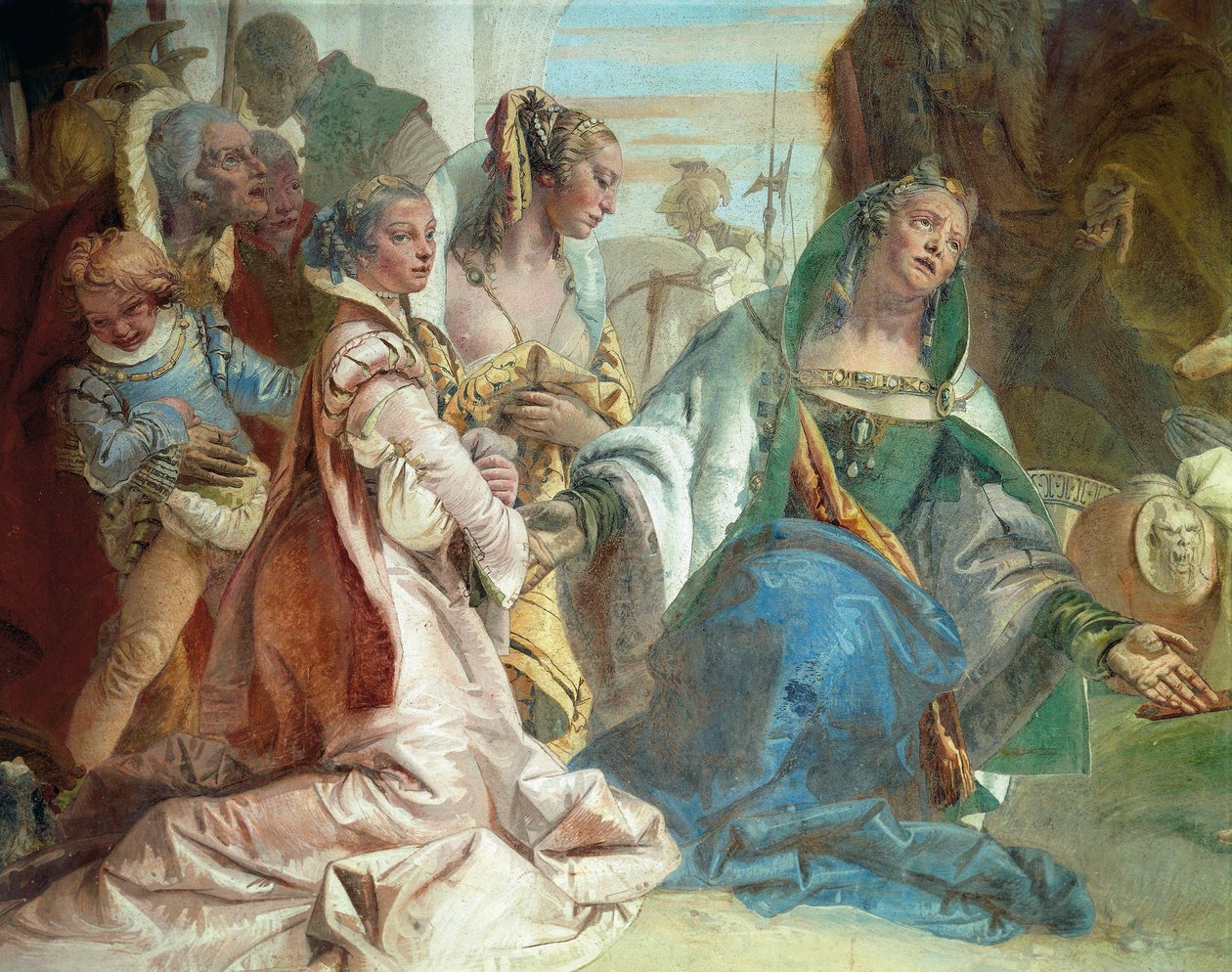 Darius III Codomans familj, detalj från Glories of Scipio Africanus och Alexander den store av Giovanni Battista Tiepolo