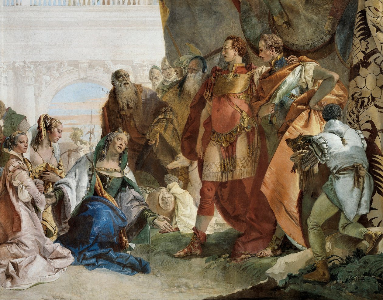 Darius III Codomans familj, detalj från Glories of Scipio Africanus och Alexander den store av Giovanni Battista Tiepolo