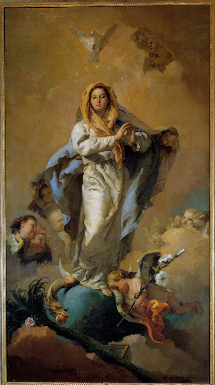 The Immaculee Design Painting av Giovanni Tiepolo (1696-1770) 1700-talets Madrid, Pradomuseet av Giovanni Battista Tiepolo