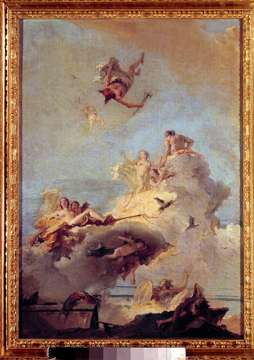 Olympusmålningen av Giovanni Battista (Giambattista) Tiepolo (1696-1770) 1700-talets Madrid, Pradomuseet. av Giovanni Battista Tiepolo