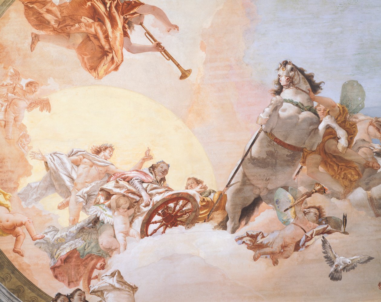 Bröllopsallegori av Giambattista Tiepolo (1696-1770), fresk, detalj, Tak i bröllopsallegorirummet, Ca 