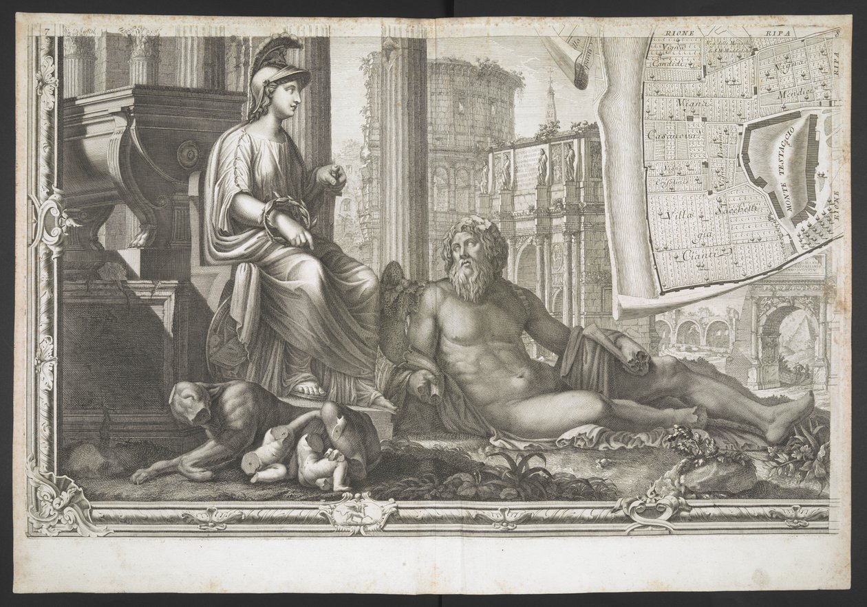 Figurer och skulpturer, från New Plan of Rome, framtagna av G. Nolli av Giovanni Battista (after) Nolli