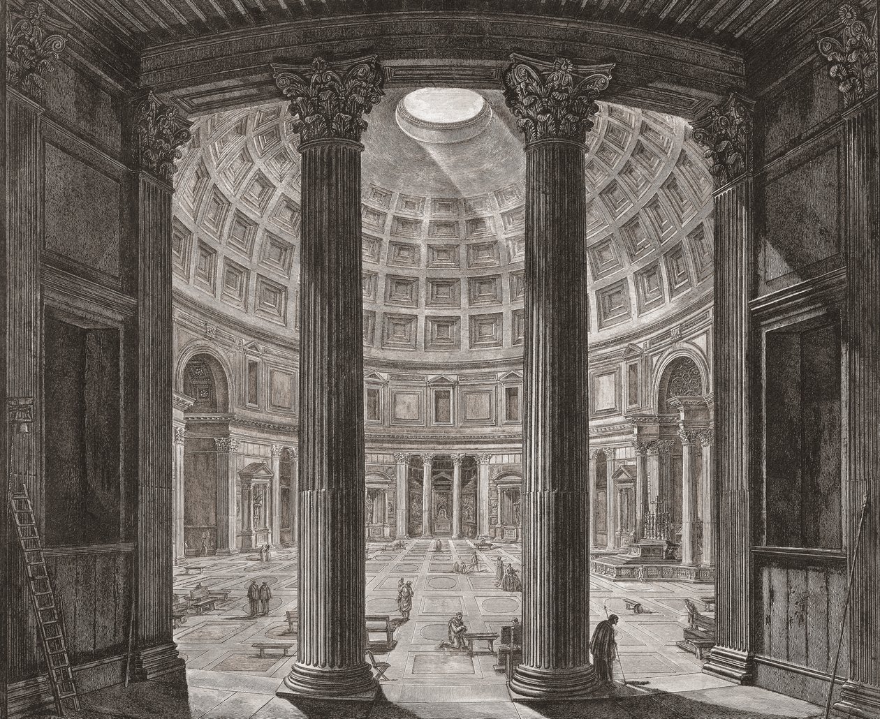 Interiör av Pantheon, Rom, Italien. Piranesi. av Giovanni Battista (after) Piranesi