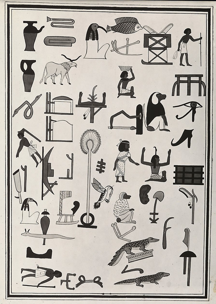 Ritningar av dekorationerna inifrån farao Psammetic I:s grav, reproducerade 1817 av Giovanni Battista Belzoni, inrymt i British Museum, London av Giovanni Battista Belzoni