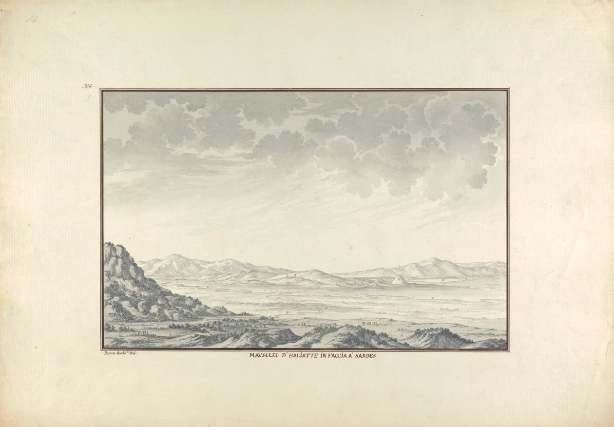 Haliattes mausoleum mot Sardis av Giovanni Battista Borra