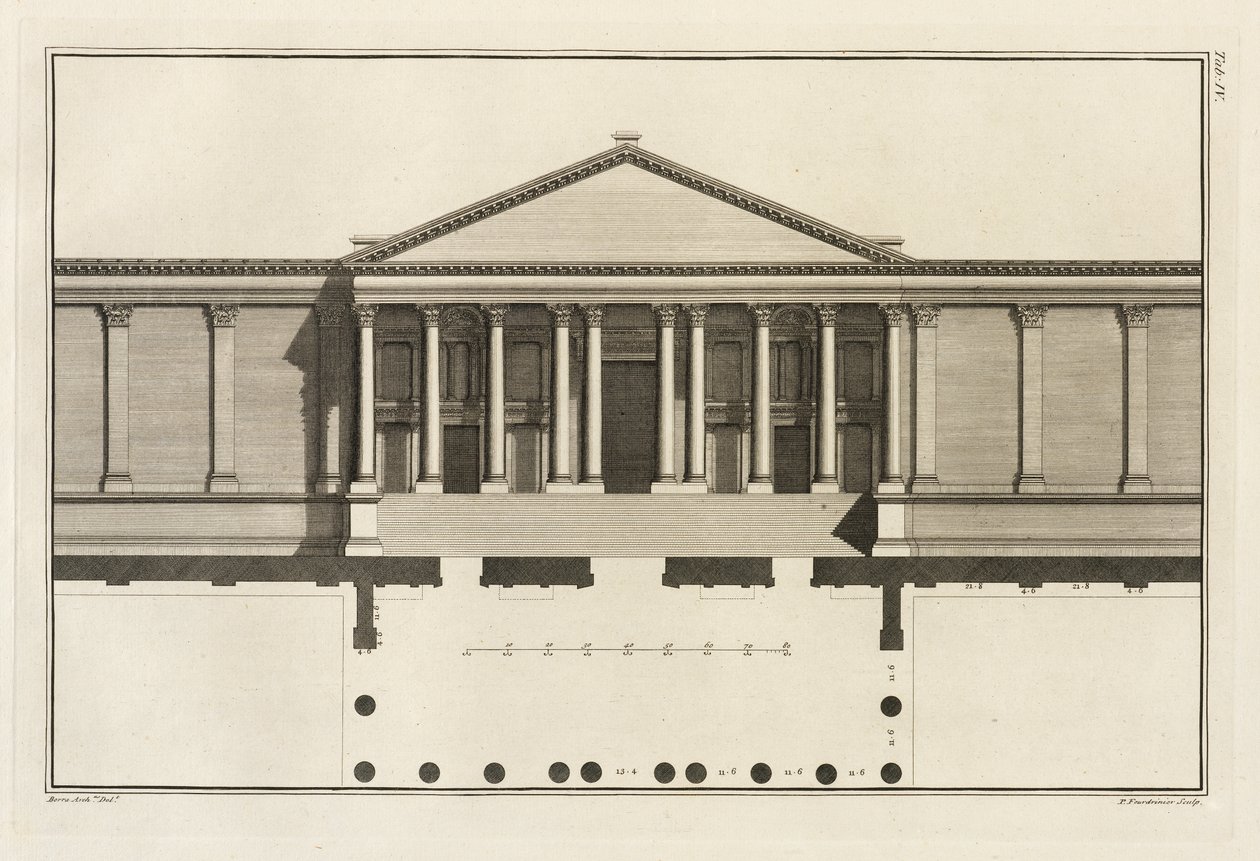 Upprätt av den stora ingången till templets gård, 1753 av Giovanni Battista Borra