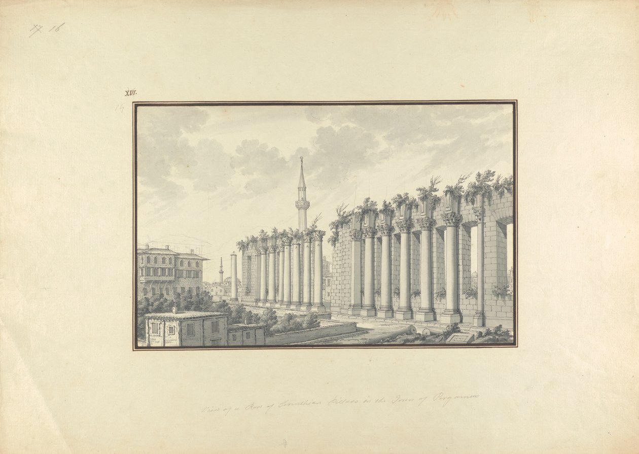Vy över ruinerna av Asclepium vid Pergamon av Giovanni Battista Borra