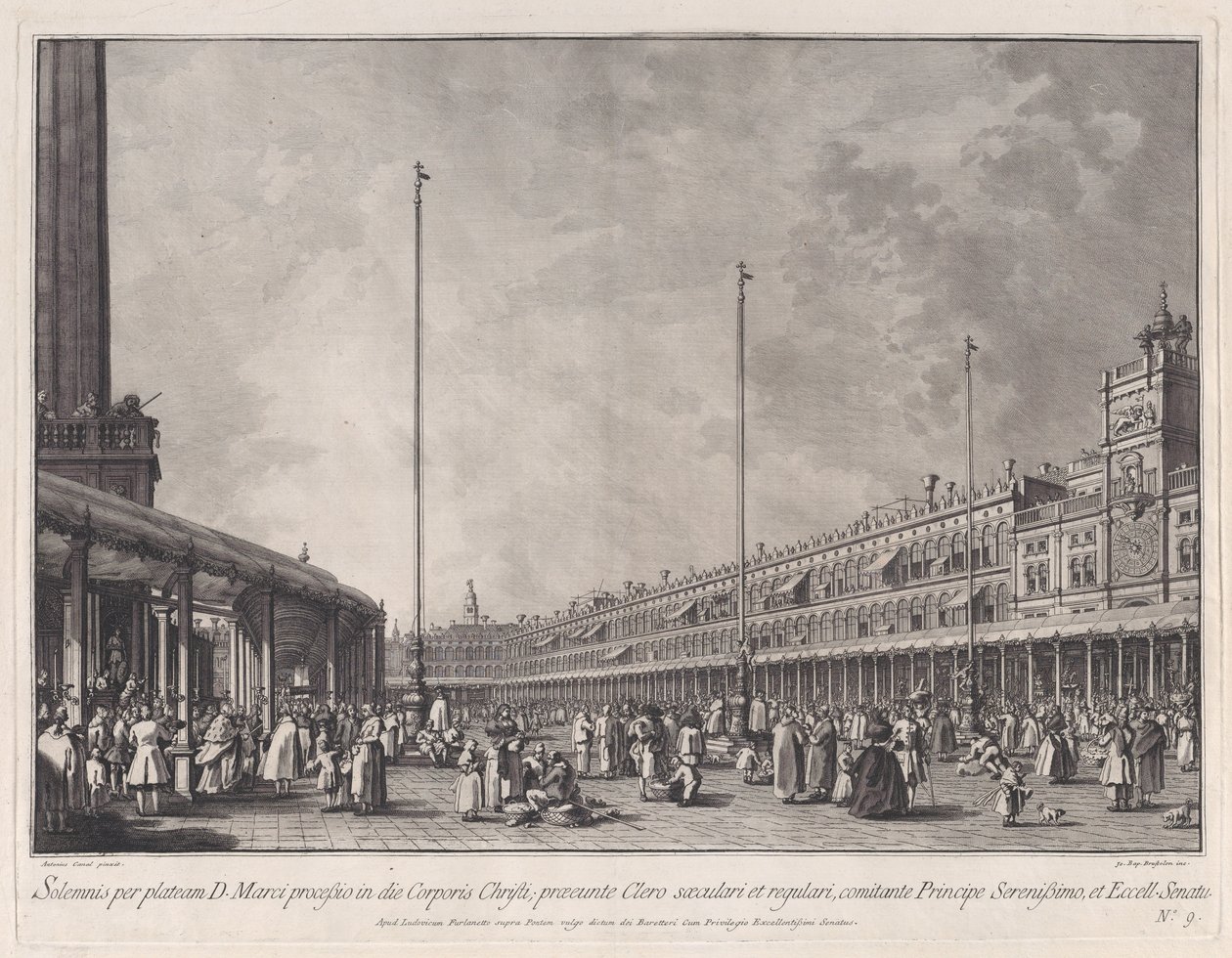 Tallrik 9: Procession på Corpus Christi-dagen på Piazza San Marco, från 