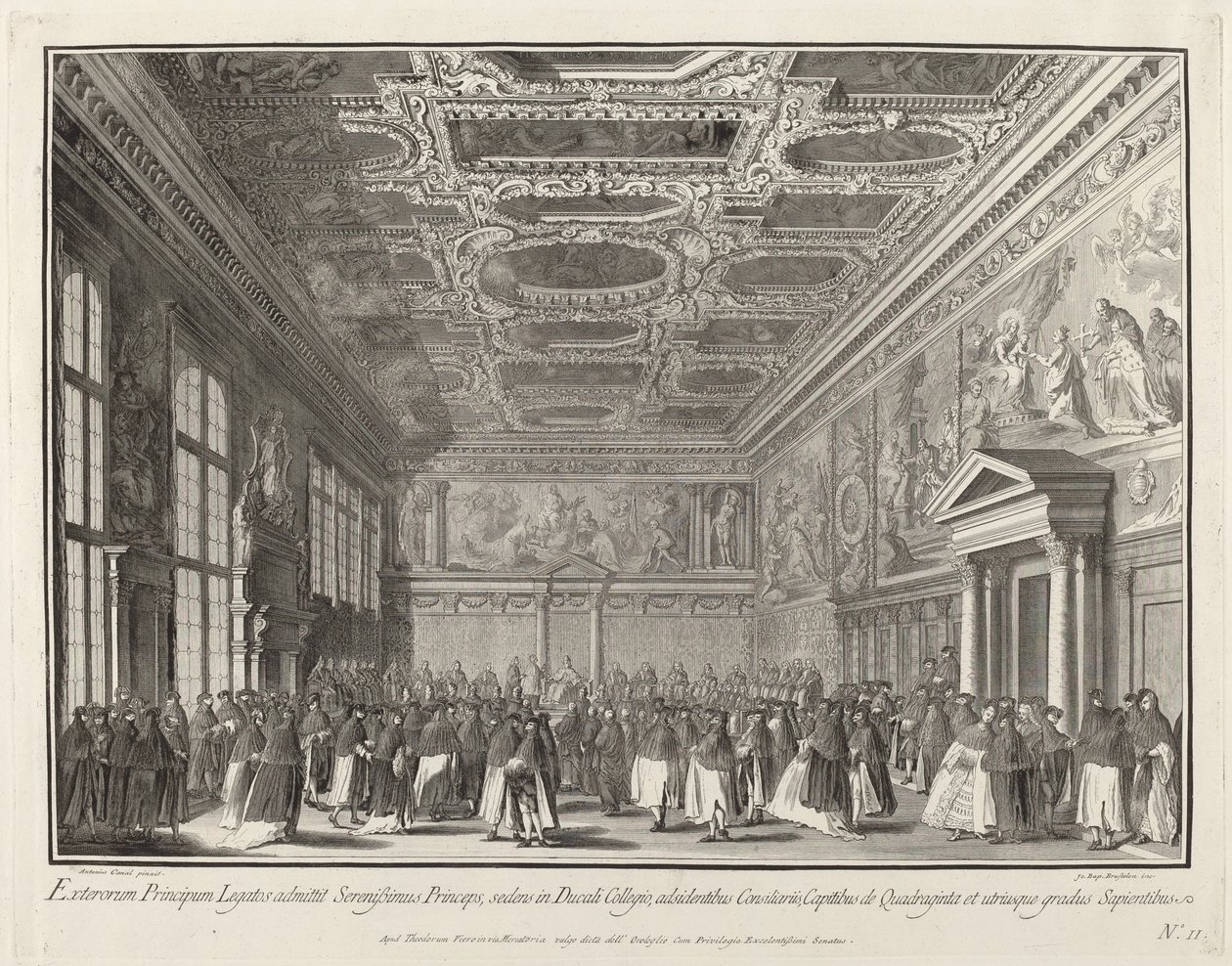Mottagning av dogen av utländska ambassadörer i Sala del Collegio, 17631766. av Giovanni Battista Brostoloni