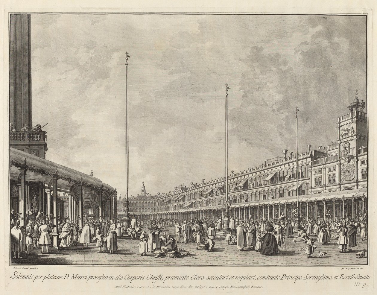Procession på Corpus Christi-dagen på Piazza San Marco av Giovanni Battista Brustolon after Canaletto