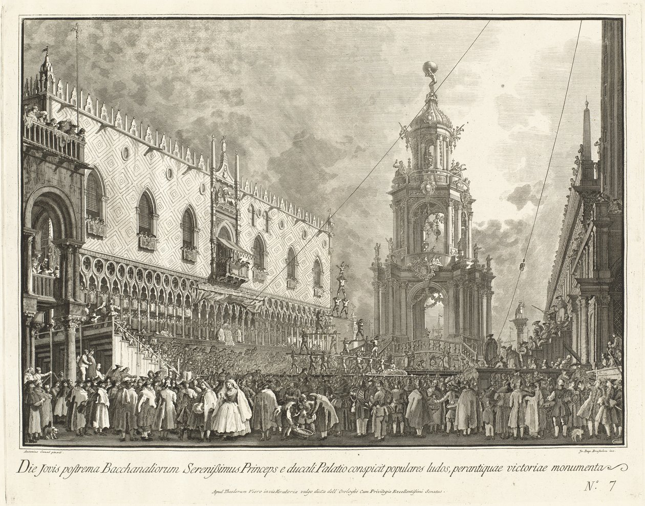 Dogen deltar i Fat Thursday Festival på Piazzetta av Giovanni Battista Brustolon after Canaletto