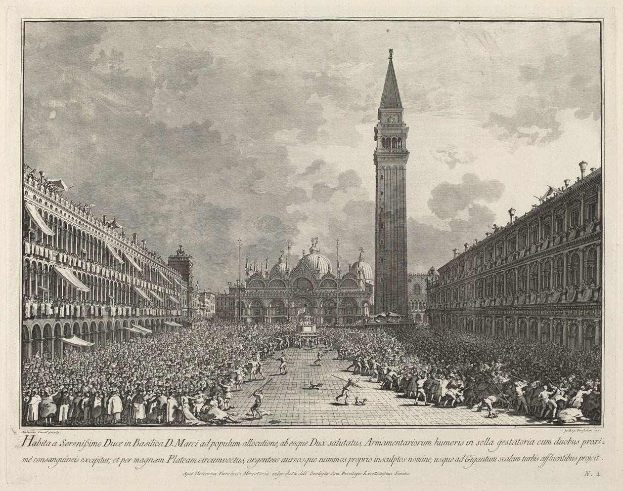 Dogen bar runt på Piazza San Marco av Giovanni Battista Brustolon after Canaletto