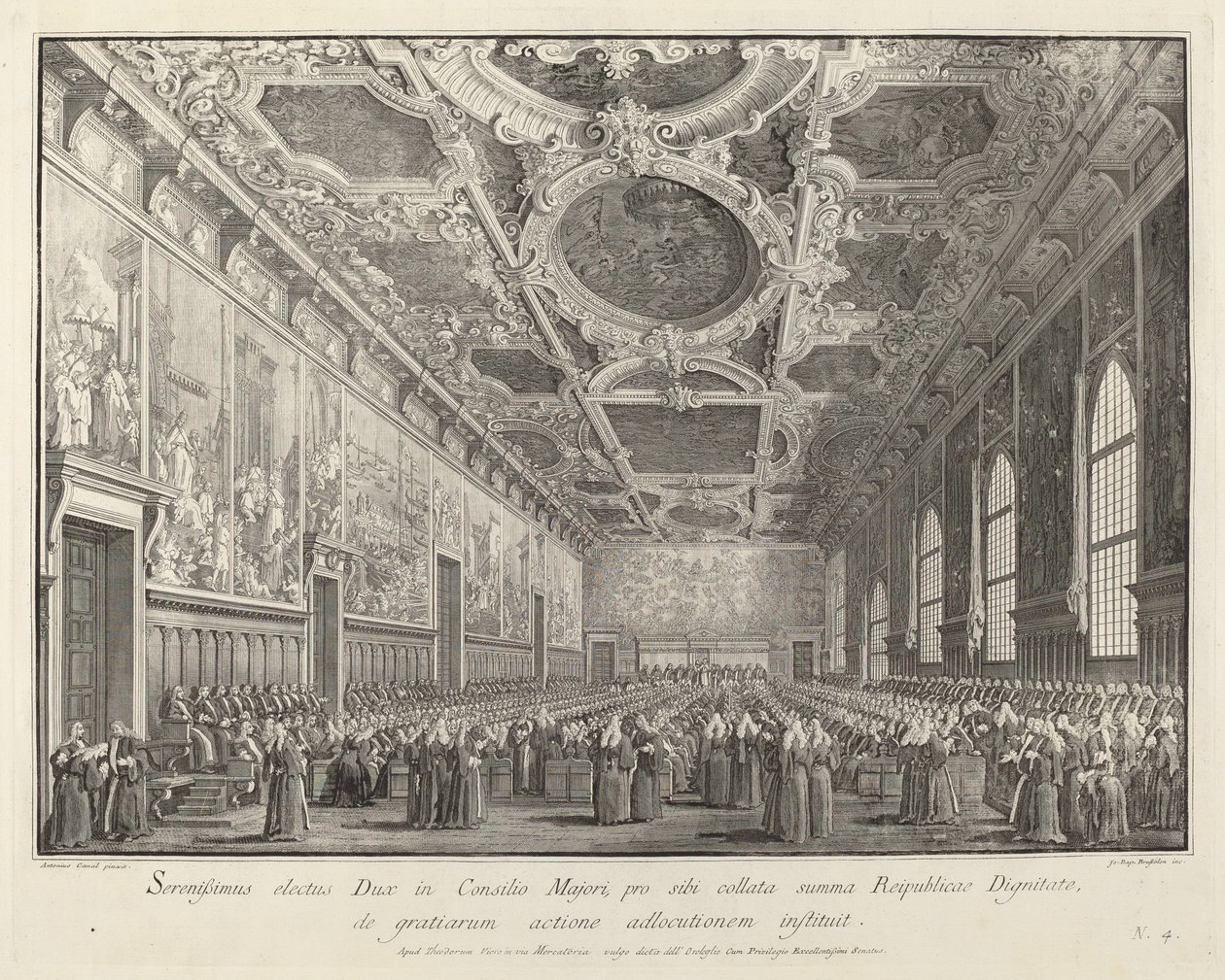 Dogen återvänder tack i Sala del Consiglio Major av Giovanni Battista Brustolon after Canaletto