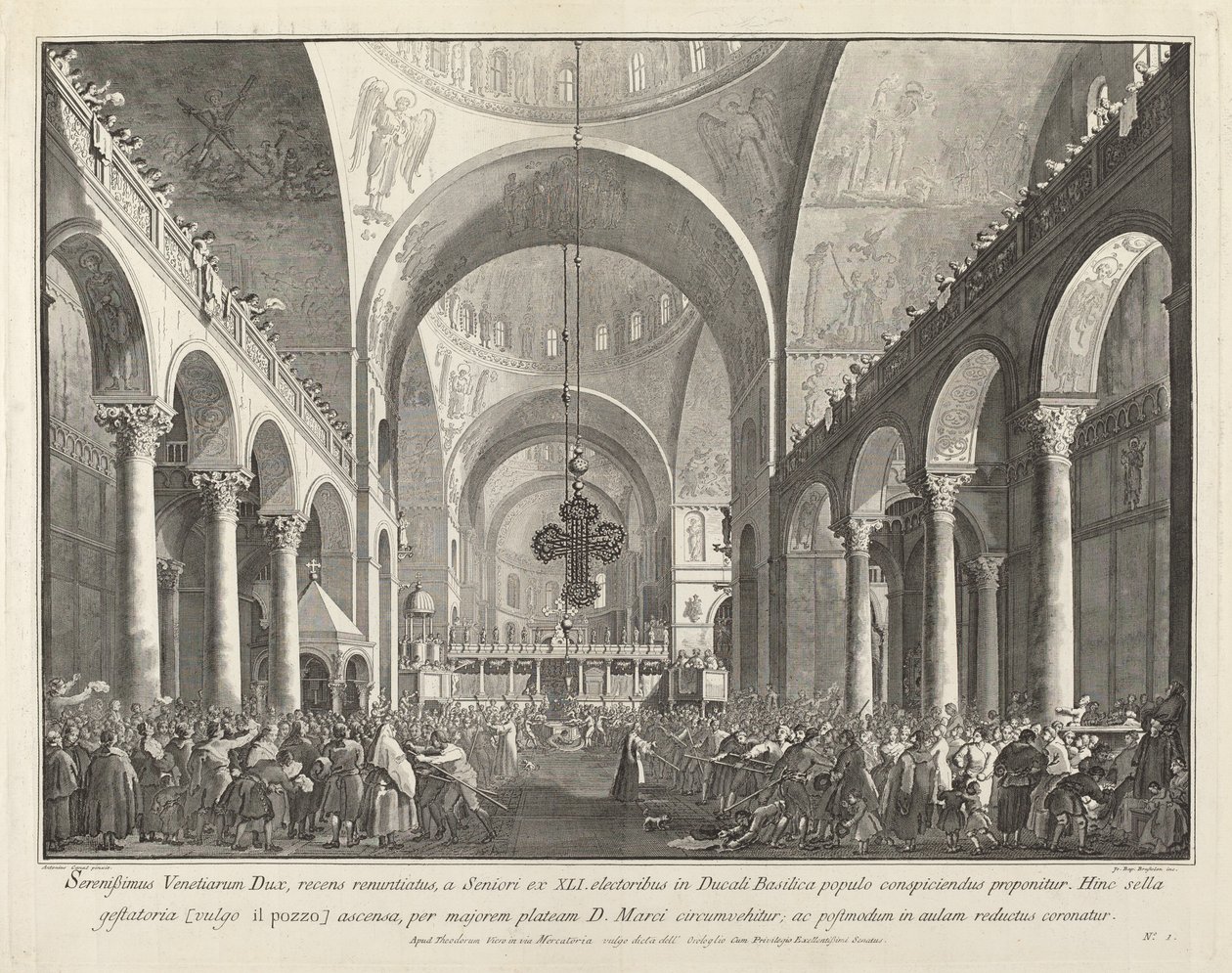 Den nyvalda dogen presenteras för folket i San Marco av Giovanni Battista Brustolon after Canaletto