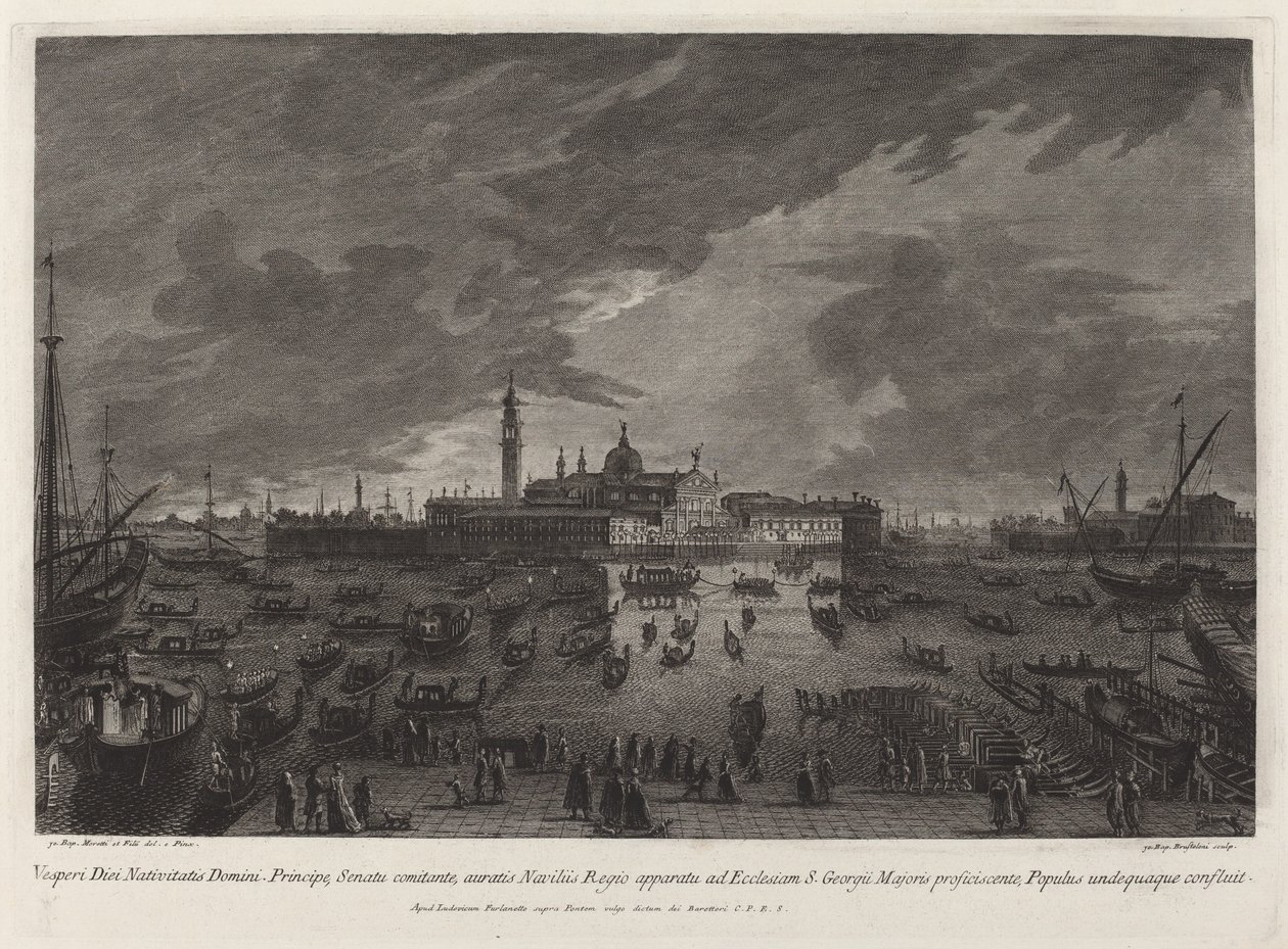 Julaftons procession till San Giorgio Maggiore av Giovanni Battista Brustolon after Giovanni Battista Moretti