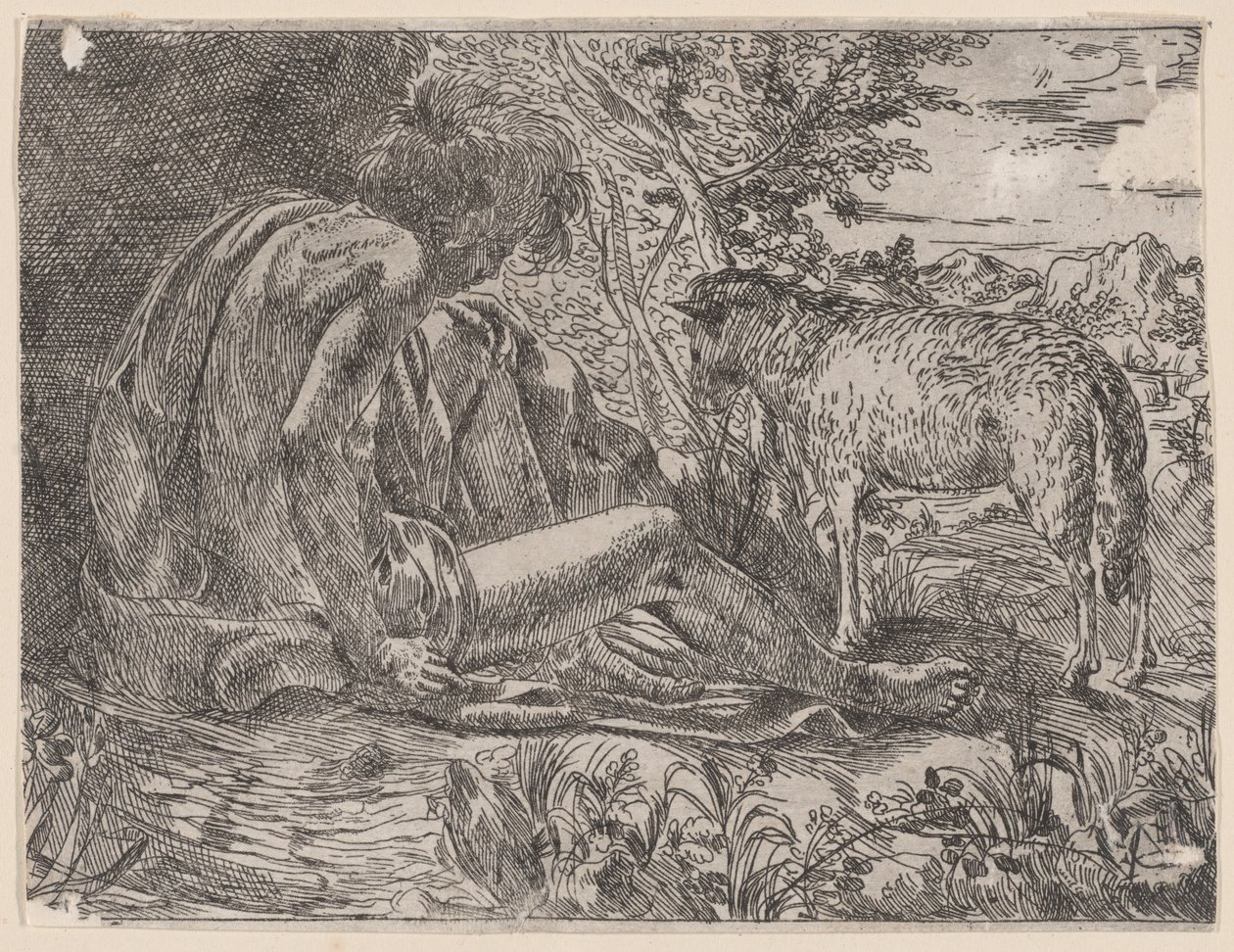 Johannes Döparen med ett lamm, 1600-35. av Giovanni Battista Caracciolo
