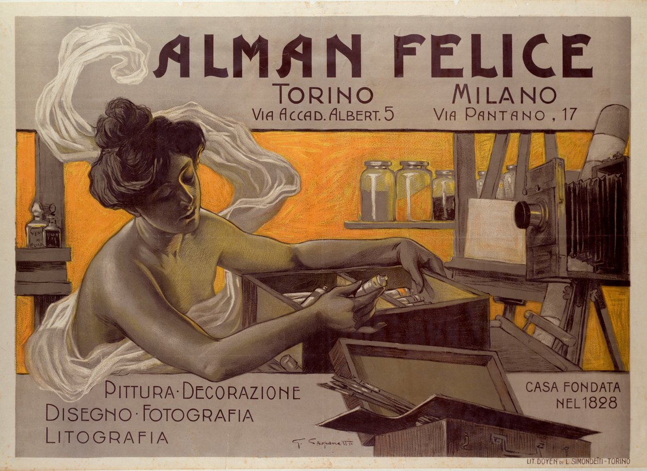 Reklameplakat for Alman Felice, Torino - Milano, Italien av Giovanni Battista Carpanetto