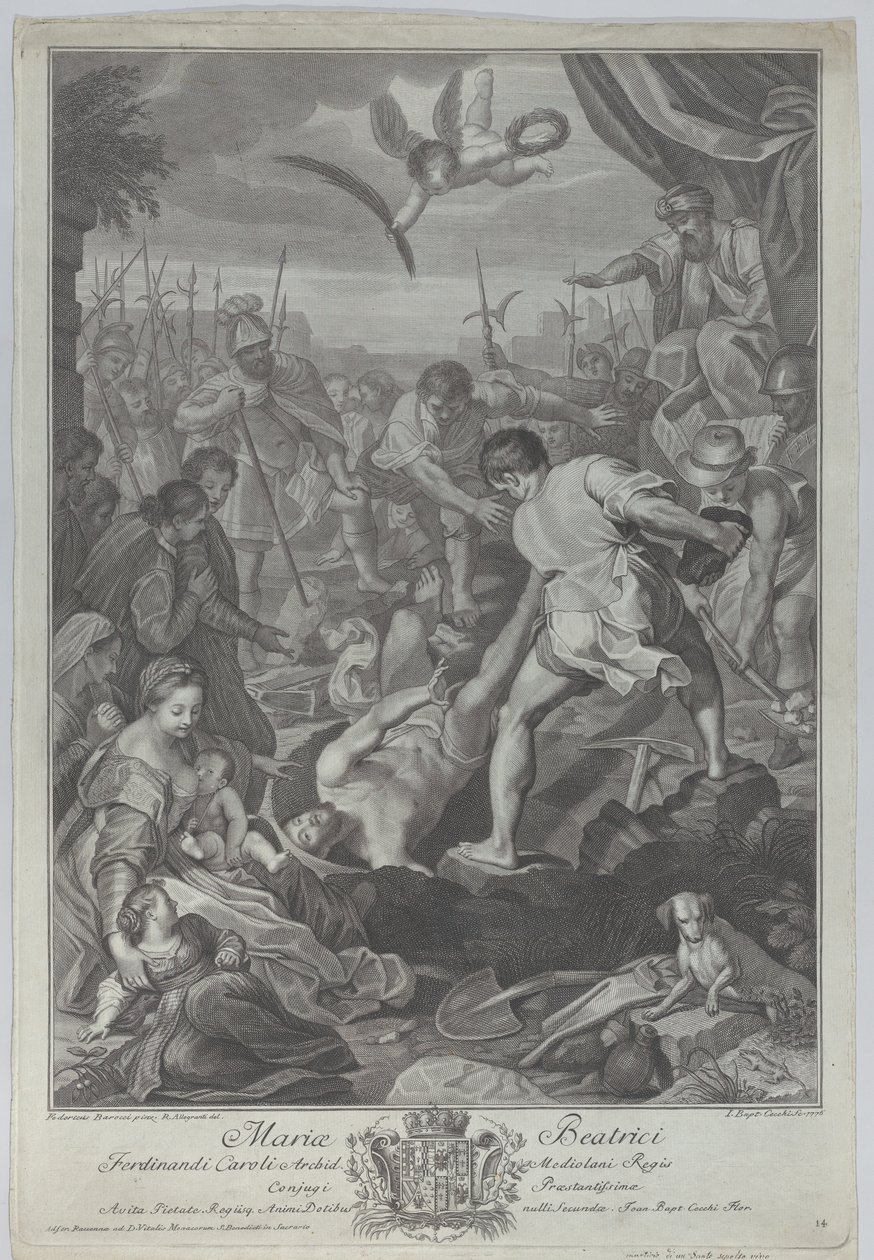 Sankt Vitalis av Milanos martyrskap, som begravs levande, 1776 av Giovanni Battista Cecchi