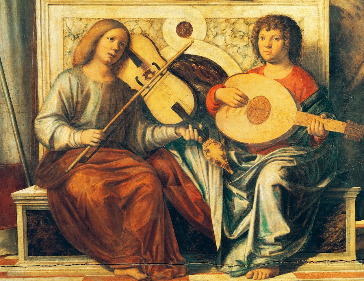 Keruber som spelar musikinstrument av Giovanni Battista Cima da Conegliano