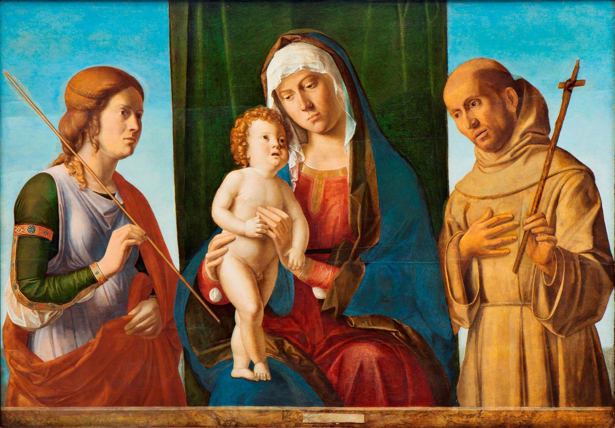 Madonna och barn mellan de heliga Ursula och Franciskus av Assisi, ca. 1495. av Giovanni Battista Cima da Conegliano