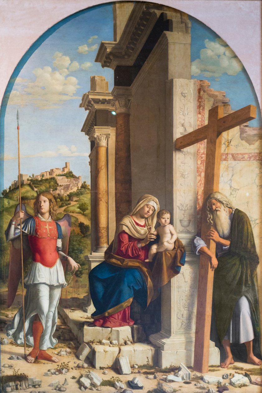 Madonna med barn mellan S:t Mikael och Andreas av Giovanni Battista Cima da Conegliano