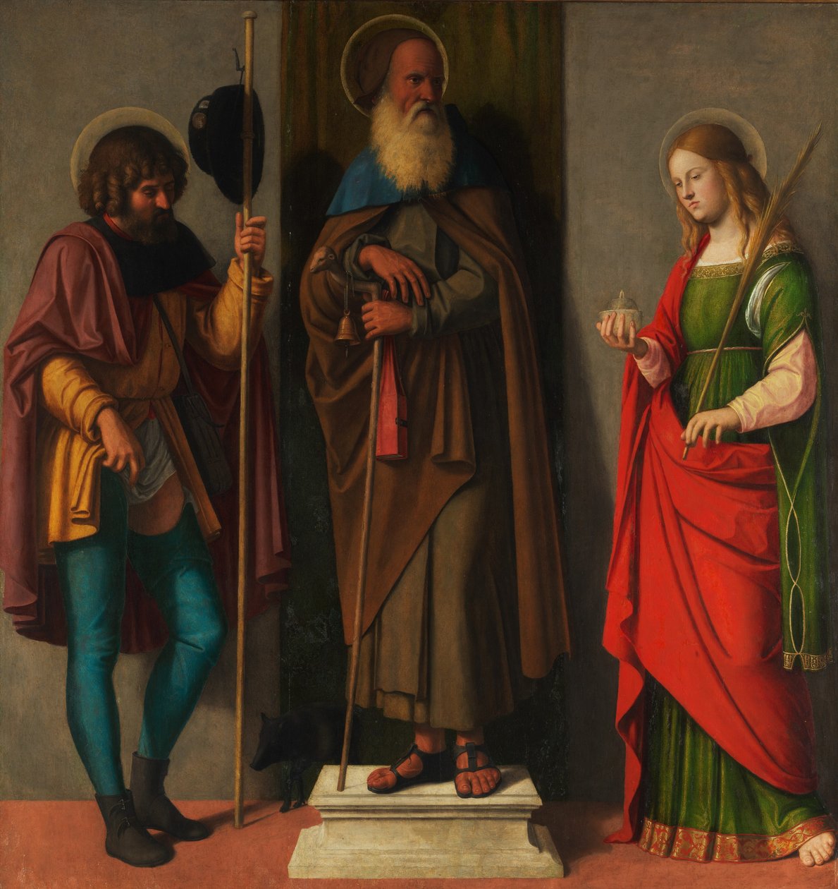 Tre heliga: Roch, Anthony Abbot och Lucy, ca 1513 (olja på duk, överförd från trä) av Giovanni Battista Cima da Conegliano