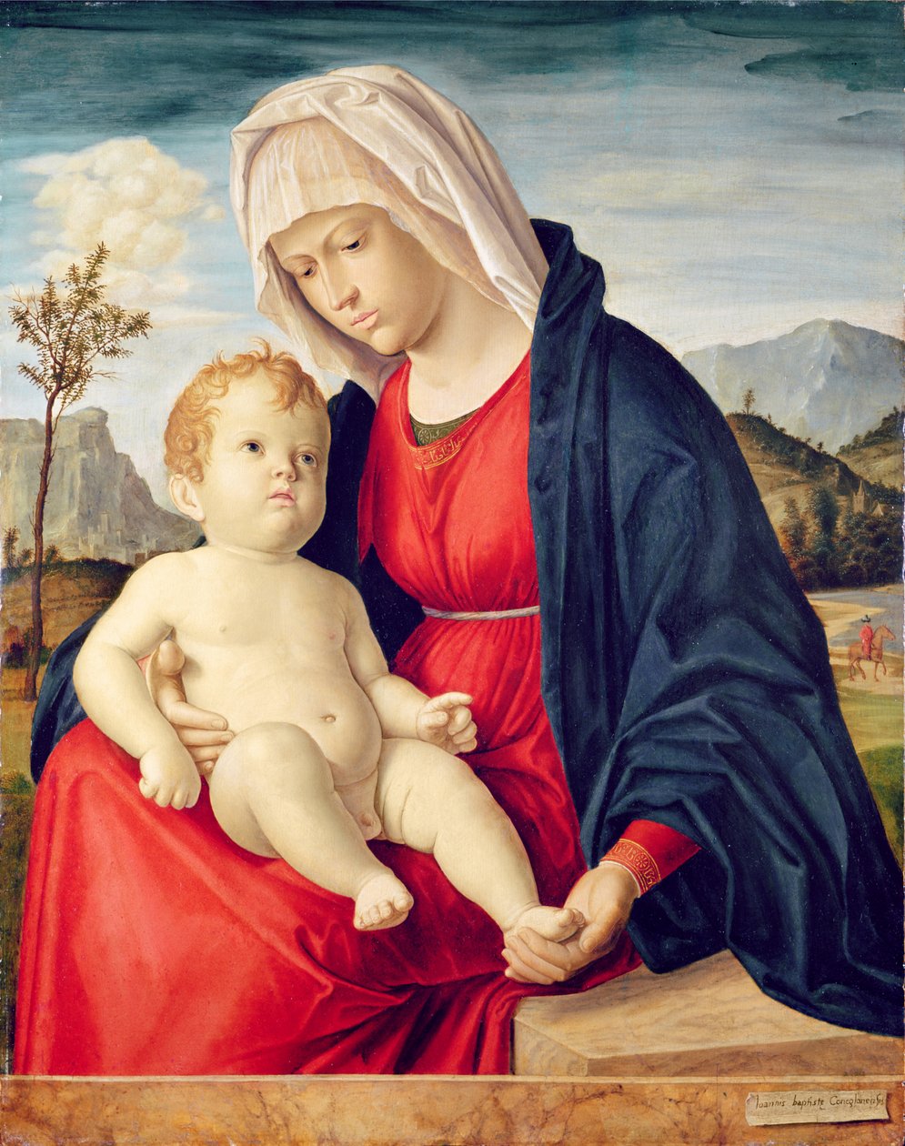 Jungfru och barn (olja på papp) av Giovanni Battista Cima da Conegliano