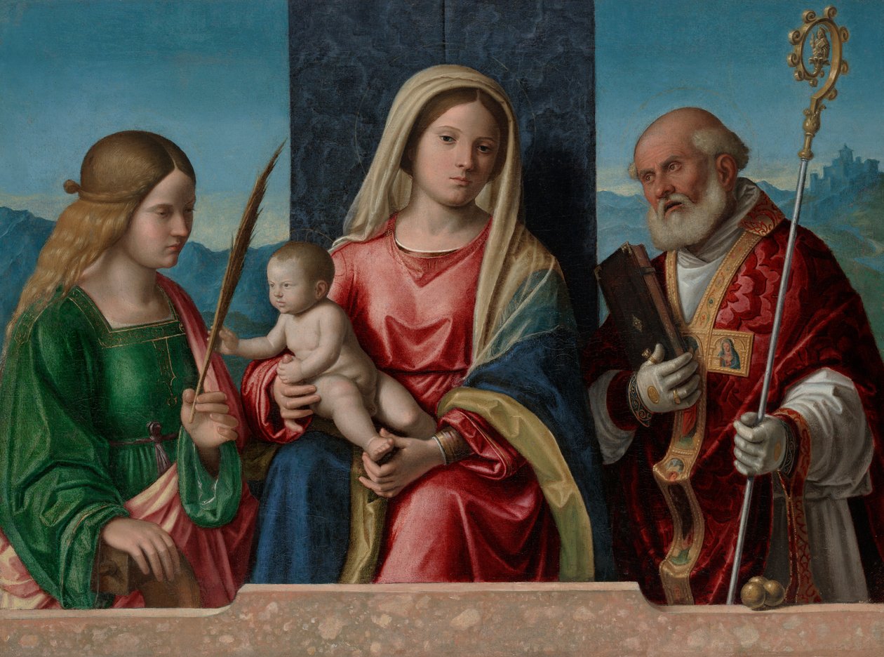 Jungfru och barn med Saints Catherine och Nicholas av Giovanni Battista Cima da Conegliano