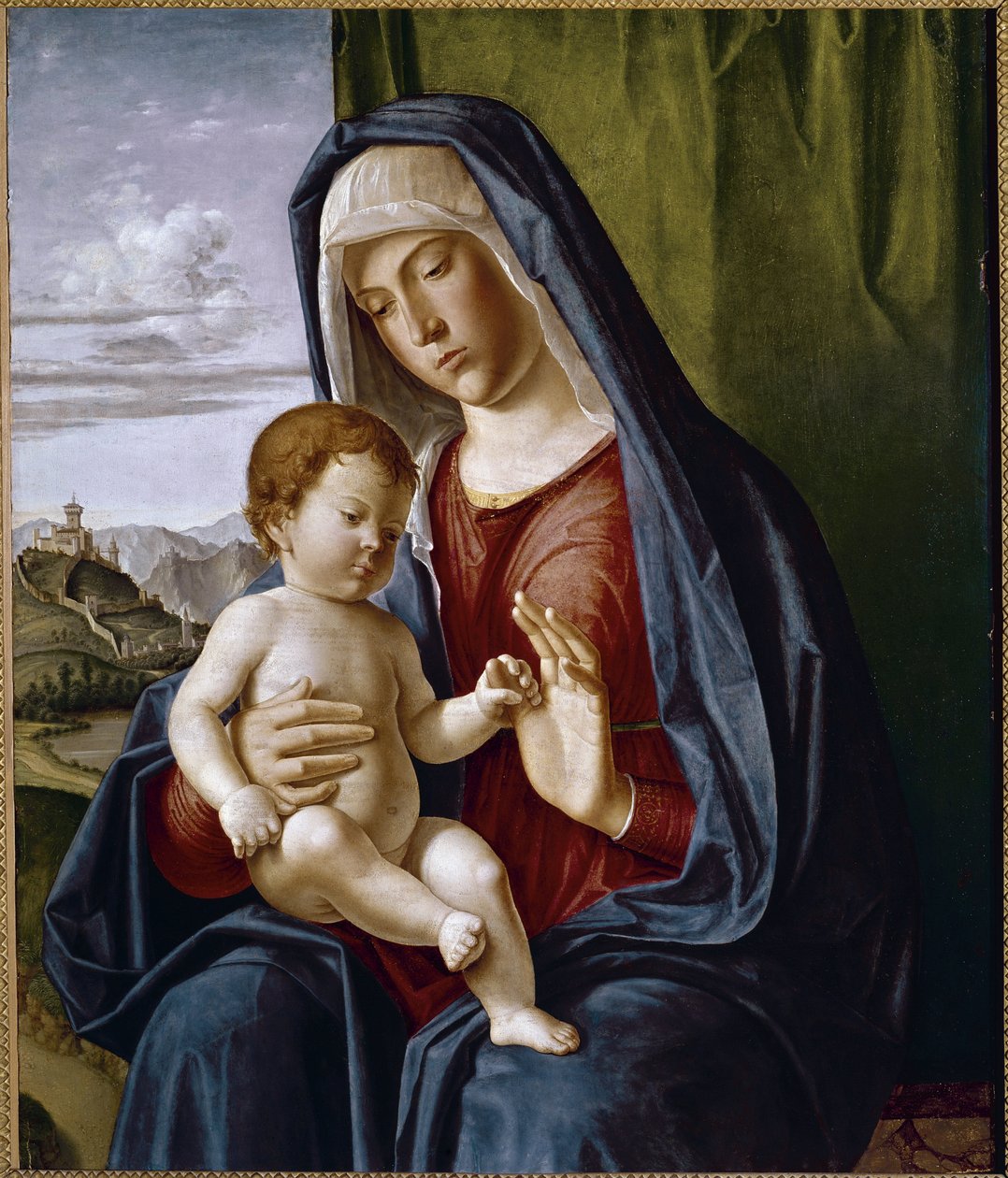 Jungfru med barn (tempera på panel av Giovanni Battista Cima da Conegliano